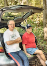 John & Peg Edward relaxing after their run at FC North, photo by Kathy Urban